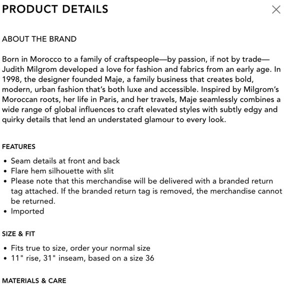 Maje black split hem trousers size 40 - Picture 10 of 10